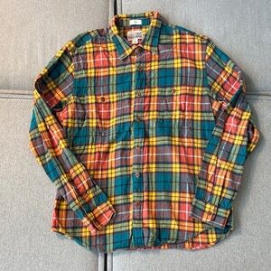 J. Crew Multicolor Plaid Flannel Shirt L slim